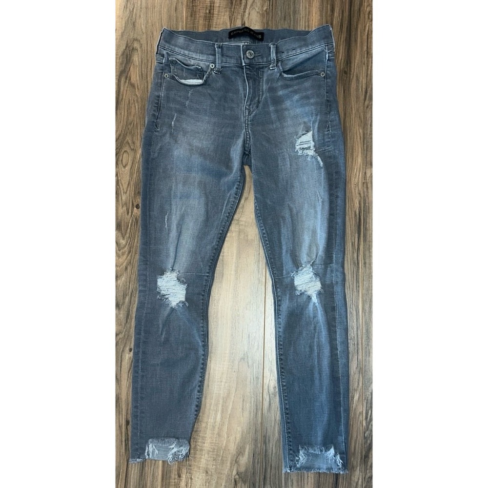 Express Performance Stretch Legging Mid Rise Distressed Skinny Jean Womens Sz 8R